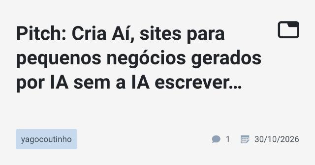 Cria Aí: Como Gerar Sites Personalizados para Pequenos Negócios com IA