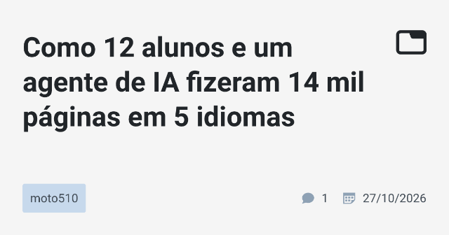 Desenvolvimento de Sites com IA: Experiência de 12 Alunos e um Agente de Inteligência Artificial