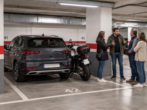 Un propietario aparca su moto junto a su coche en la misma plaza de garaje y los vecinos se quejan: la Ley de Propiedad Horizontal aclara los límites y si la comunidad le puede sancionar