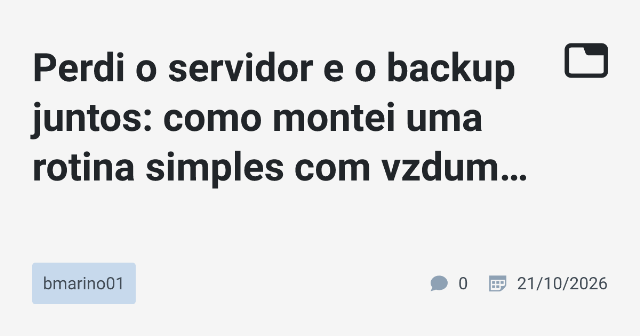 Implementando um Backup Eficiente com Proxmox e vzdump: Experiência e Recomendações