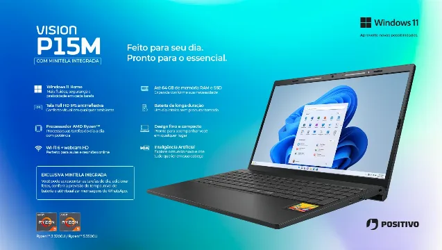 Positivo Vision P15M: Um Notebook de Entrada com Fortes Recursos e Durabilidade